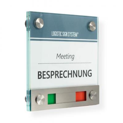 Tuerschild VITRUM B aus Glas rot gruen 130 130 mm